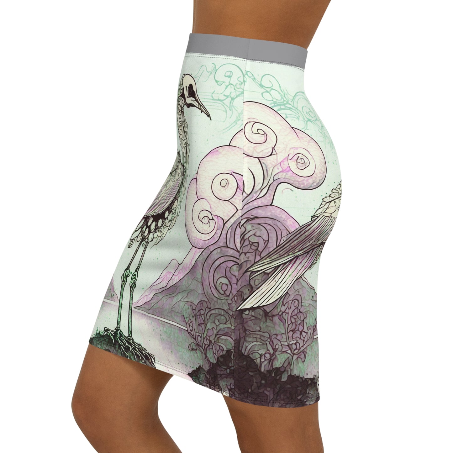 Women's Mid-Waist Pencil Skirt (AOP)