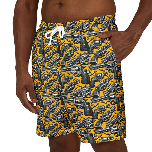 Fun Gun Print Unisex Swim Shorts - Stylish Beachwear for Summer Vibes