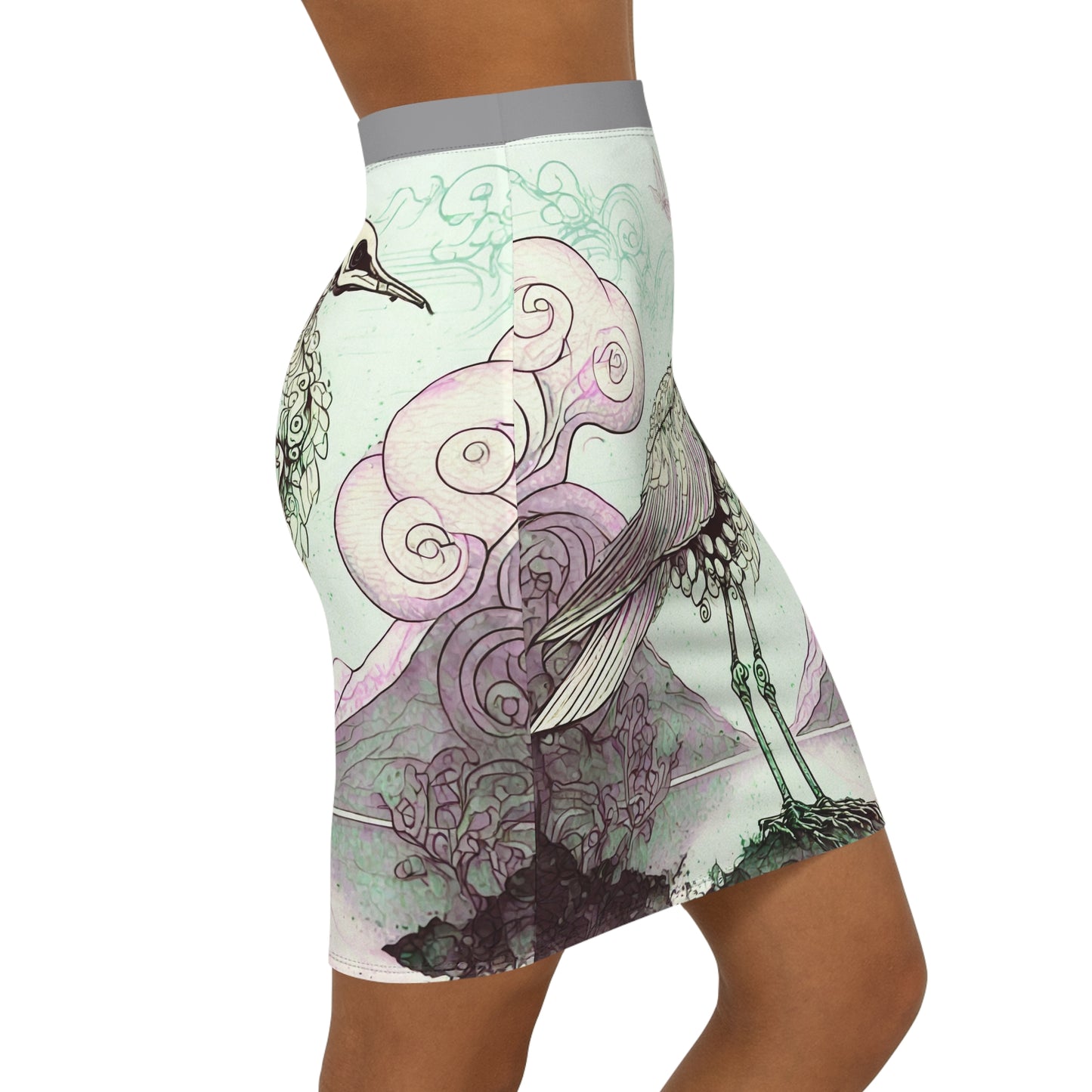 Women's Mid-Waist Pencil Skirt (AOP)