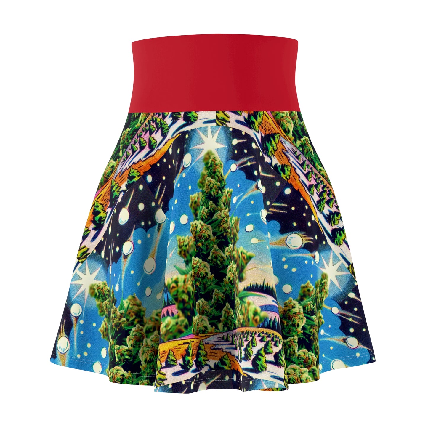 Snowy Buds Women's Skater Skirt (AOP)