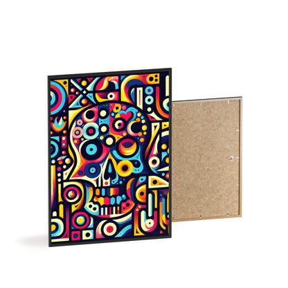 Skull Rock N Roll Posters with Wooden Frame