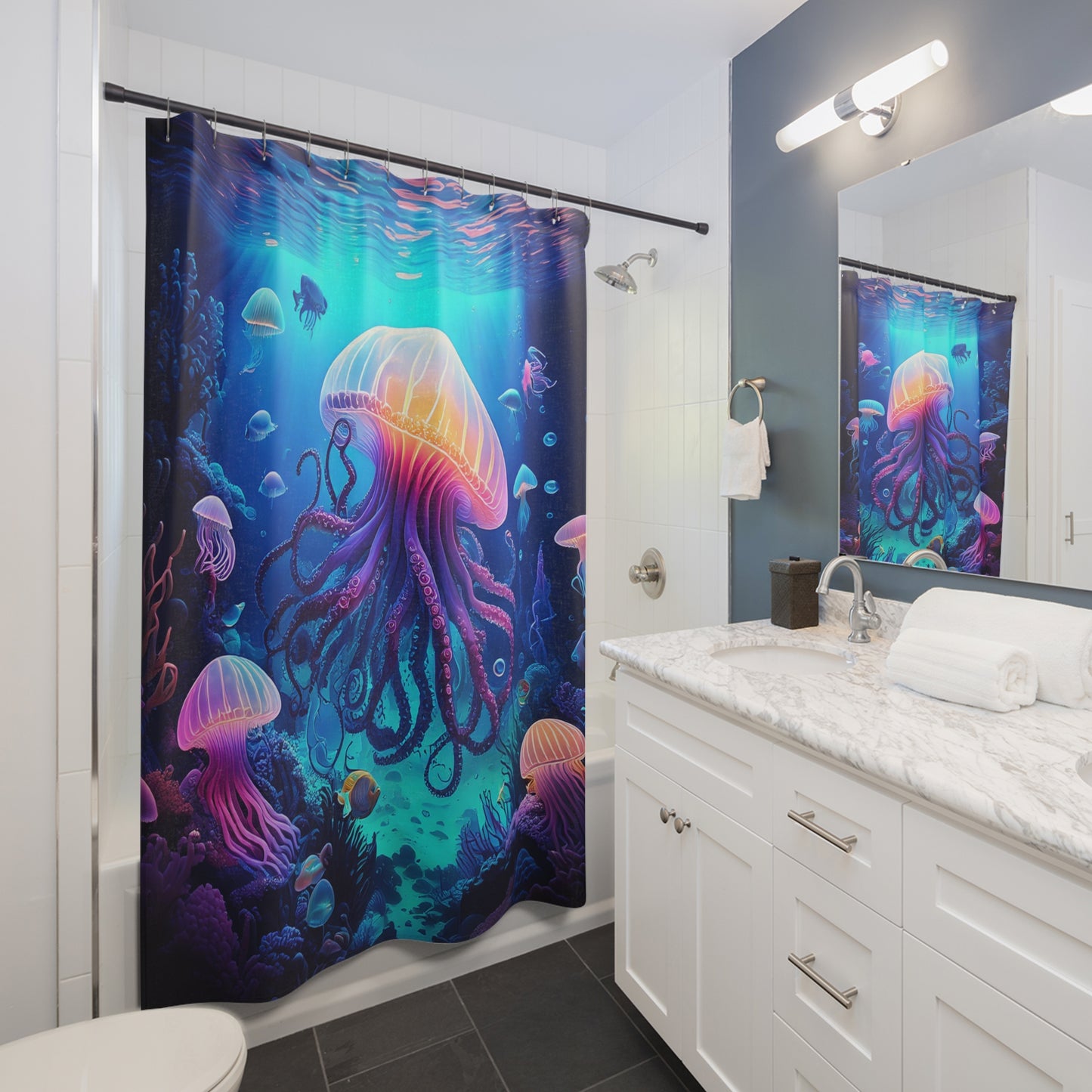 Simple Alluring Style Jelly World Shower Curtains