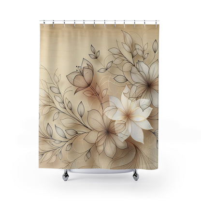 Elegant Floral Shower Curtain - Serene Bathroom Decor