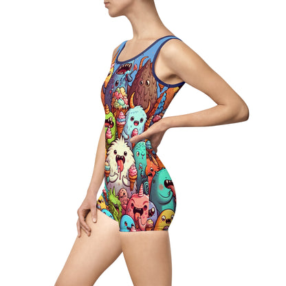 Women's Vintage Ice Cream Monster Swimsuit - Fun Summer Swimwear