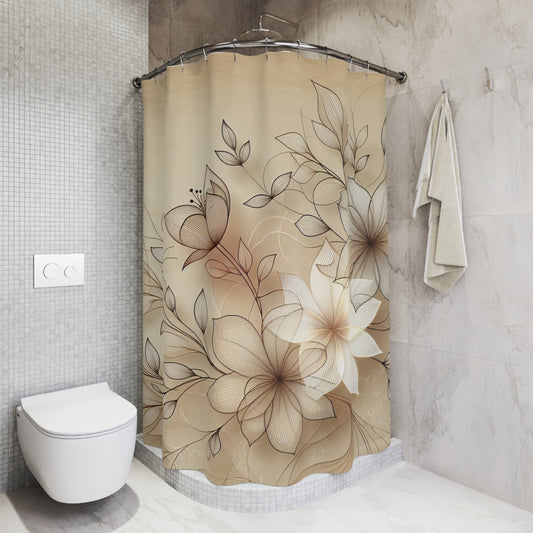 Elegant Floral Shower Curtain - Serene Bathroom Decor
