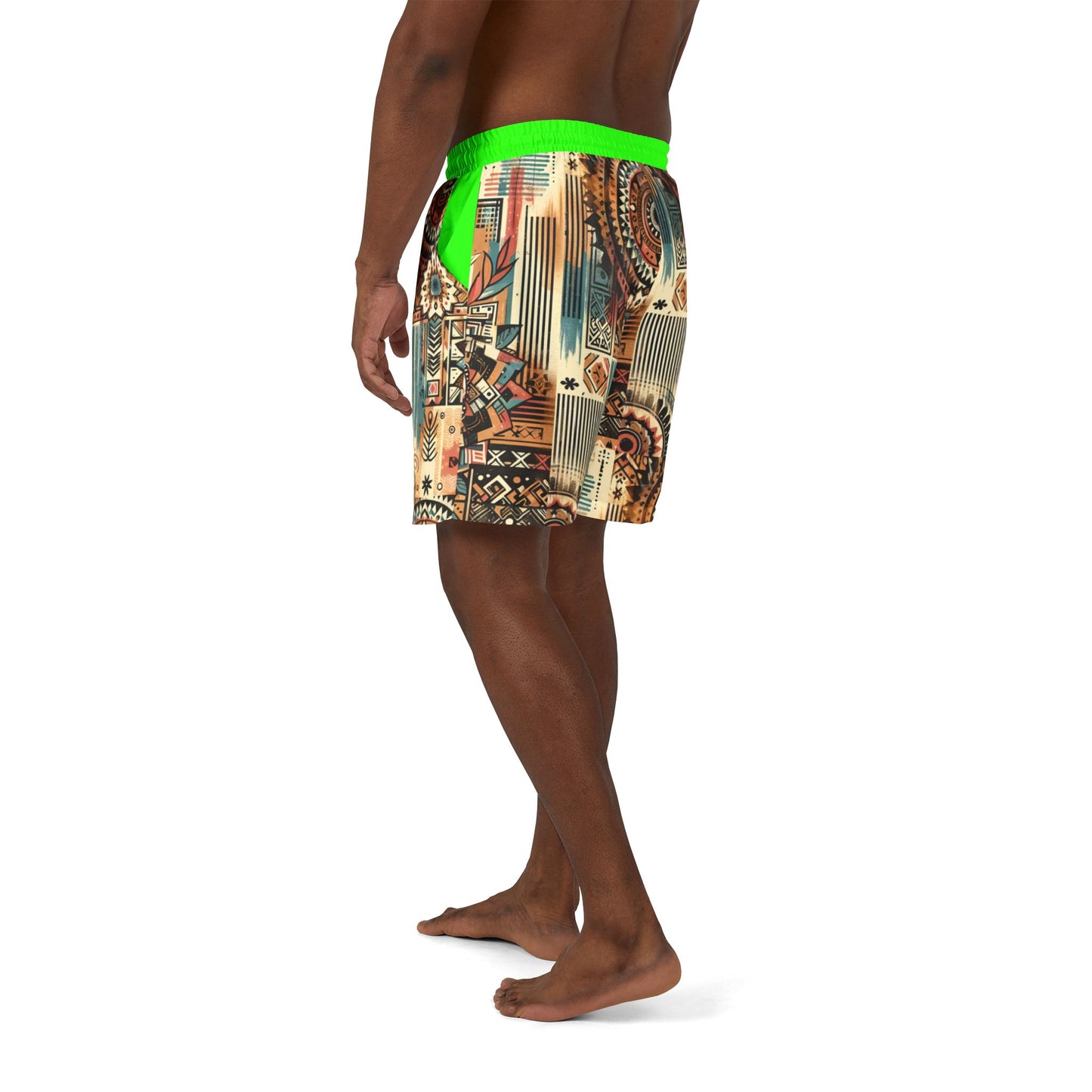 Bohemian Pattern Unisex Swim Shorts - Colorful Beachwear for Summer Adventures