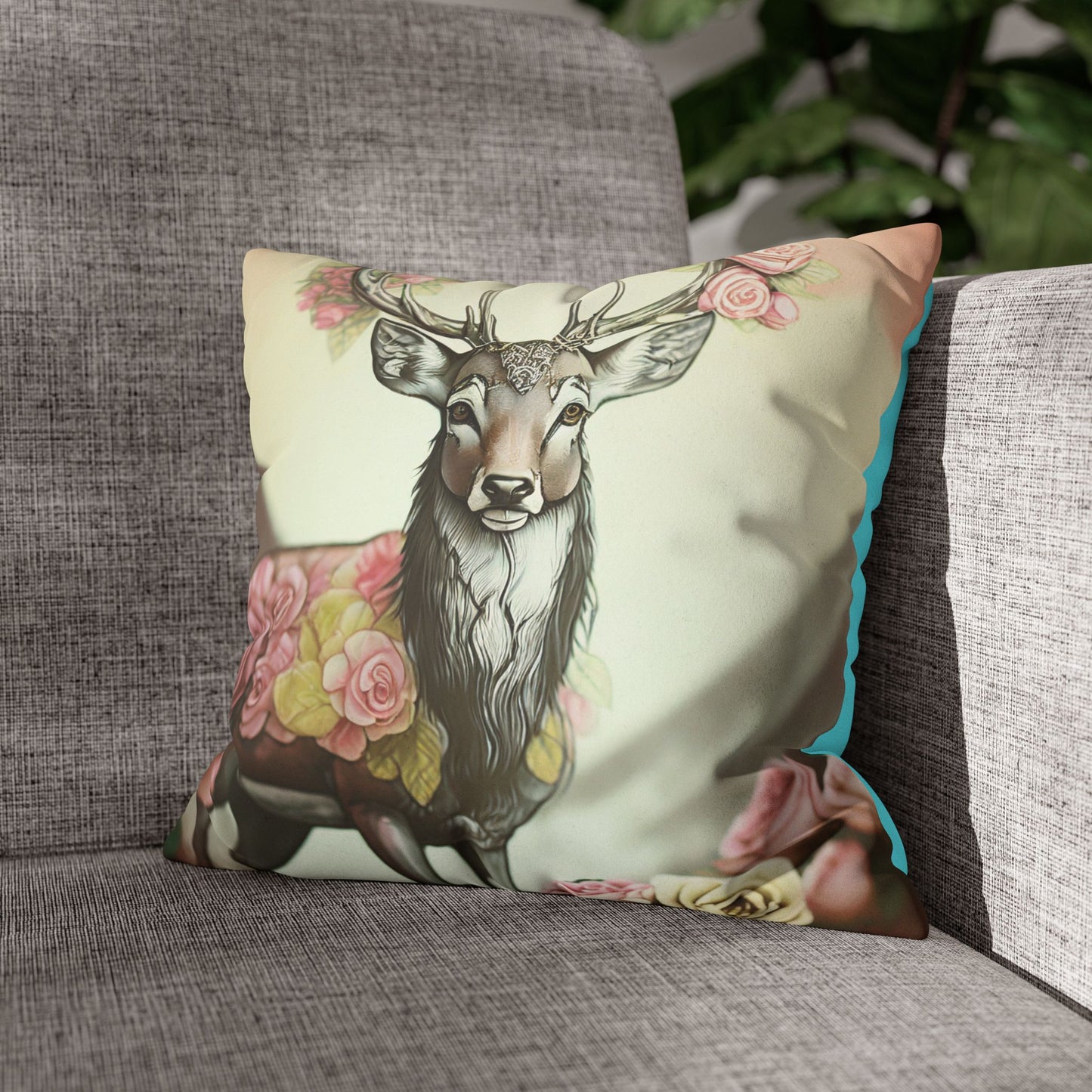 Deertastic Faux Suede Square Pillowcase