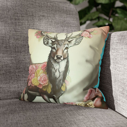 Deertastic Faux Suede Square Pillowcase