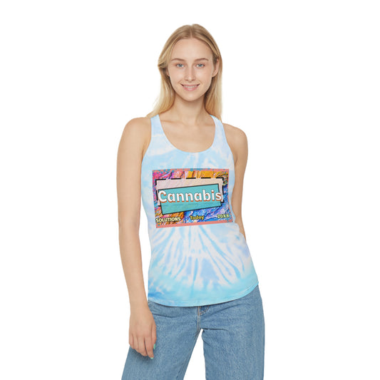 Tie Dye Cannabis Racerback Tank Top - Summer Vibes & Chill Style