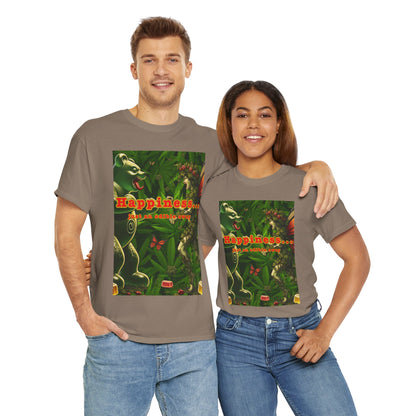 Happiness Jungle Unisex Heavy Cotton Tee, Graphic T-Shirt, Nature Lover Gift, Summer Wardrobe Essential, Unisex Casual Wear