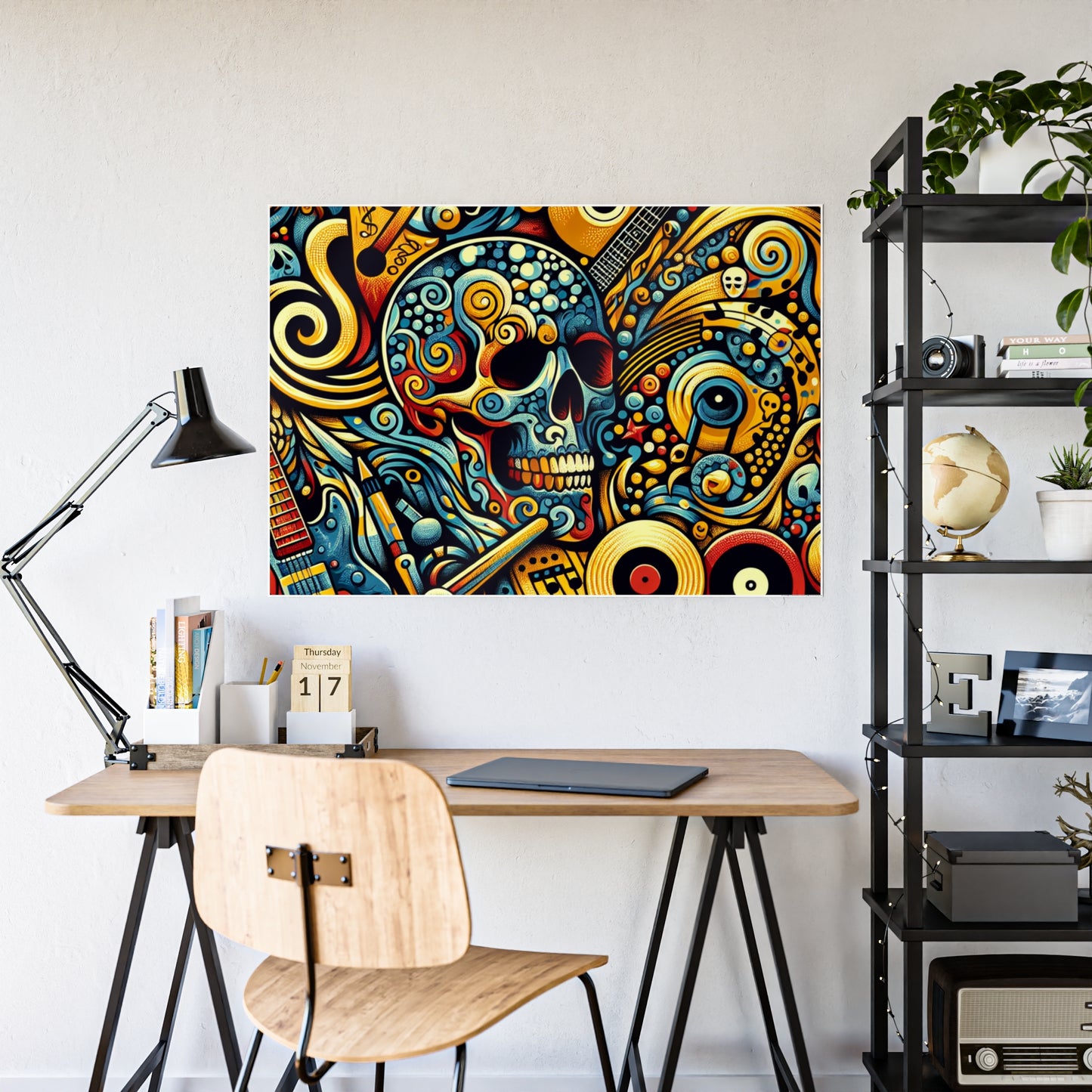 Skull Rock N Roll Gloss Posters