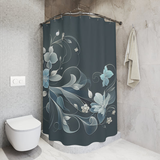 Elegant Floral Shower Curtain - Black & Gold Design