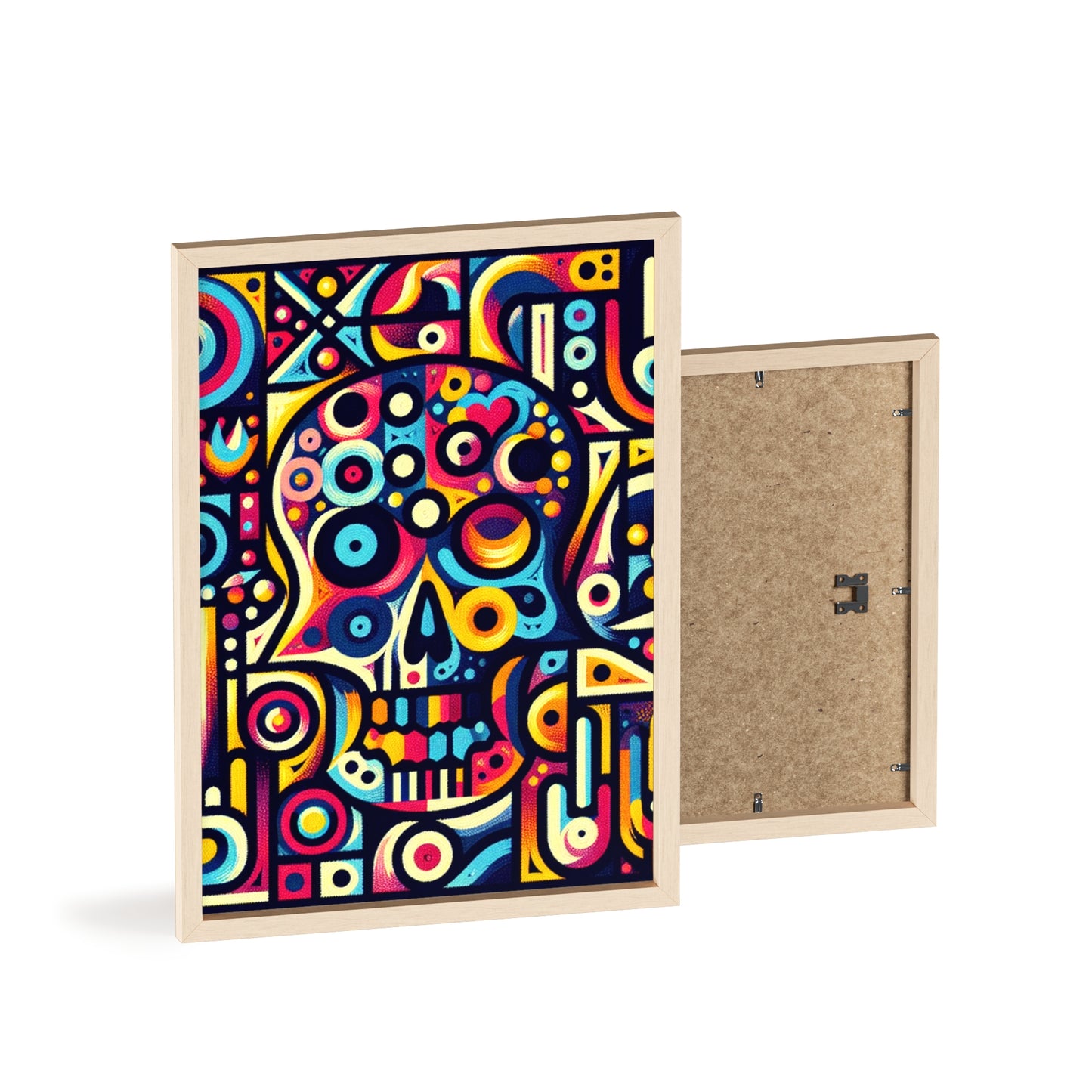 Skull Rock N Roll Posters with Wooden Frame
