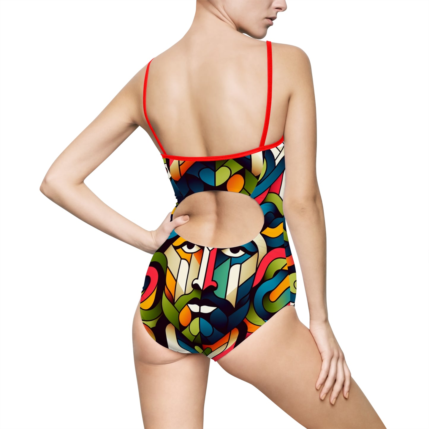 Colorful Artistic Women's One-Piece Swimsuit with Abstract Design