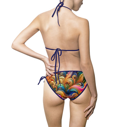 Vibrant Women's Bikini Swimsuit - Colorful Wave Design