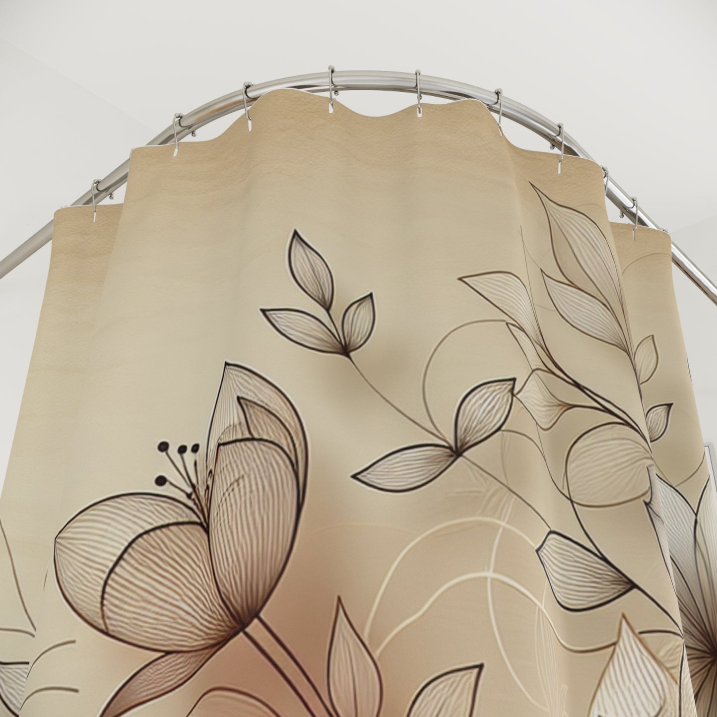 Elegant Floral Shower Curtain - Serene Bathroom Decor