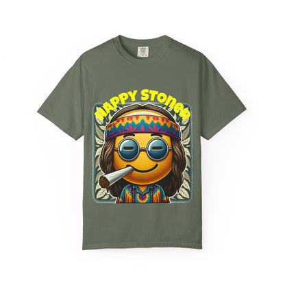 Happy Stoner Unisex Garment-Dyed T-Shirt | Chill Vibe Tee for Budding Enthusiasts