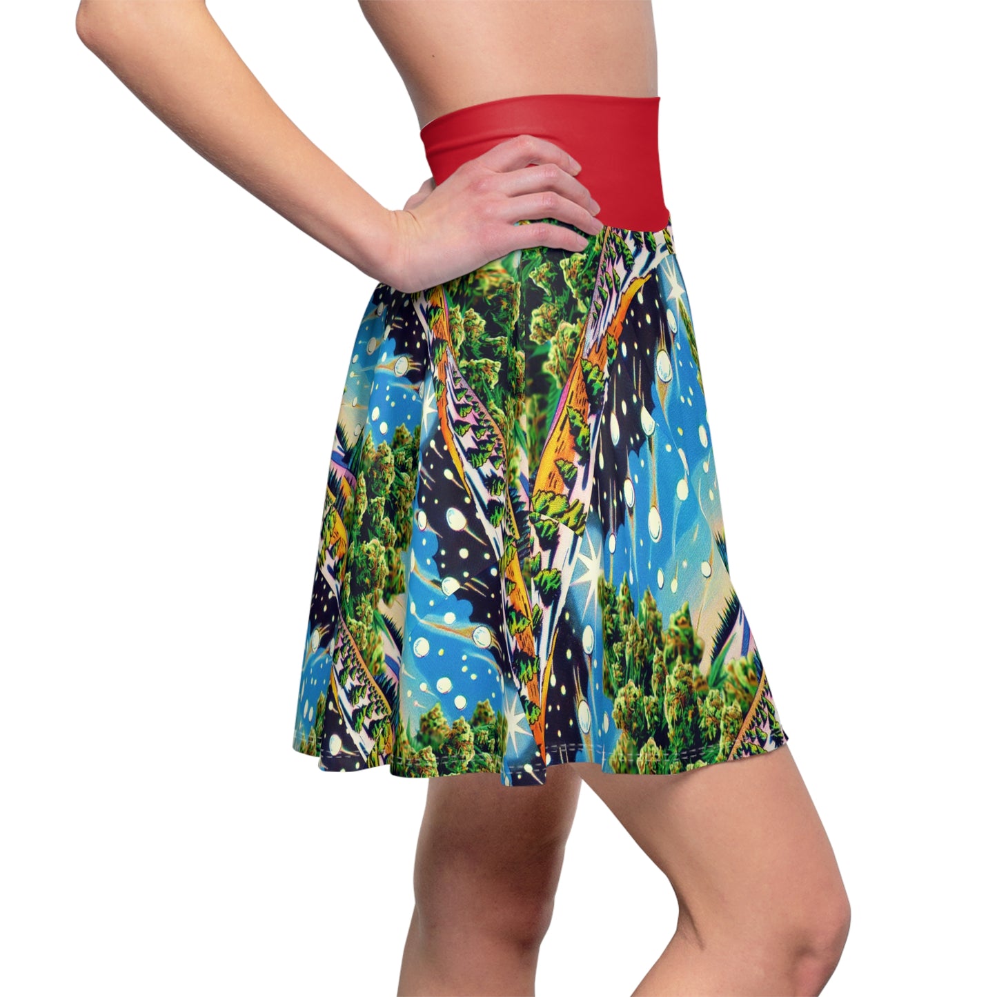 Snowy Buds Women's Skater Skirt (AOP)
