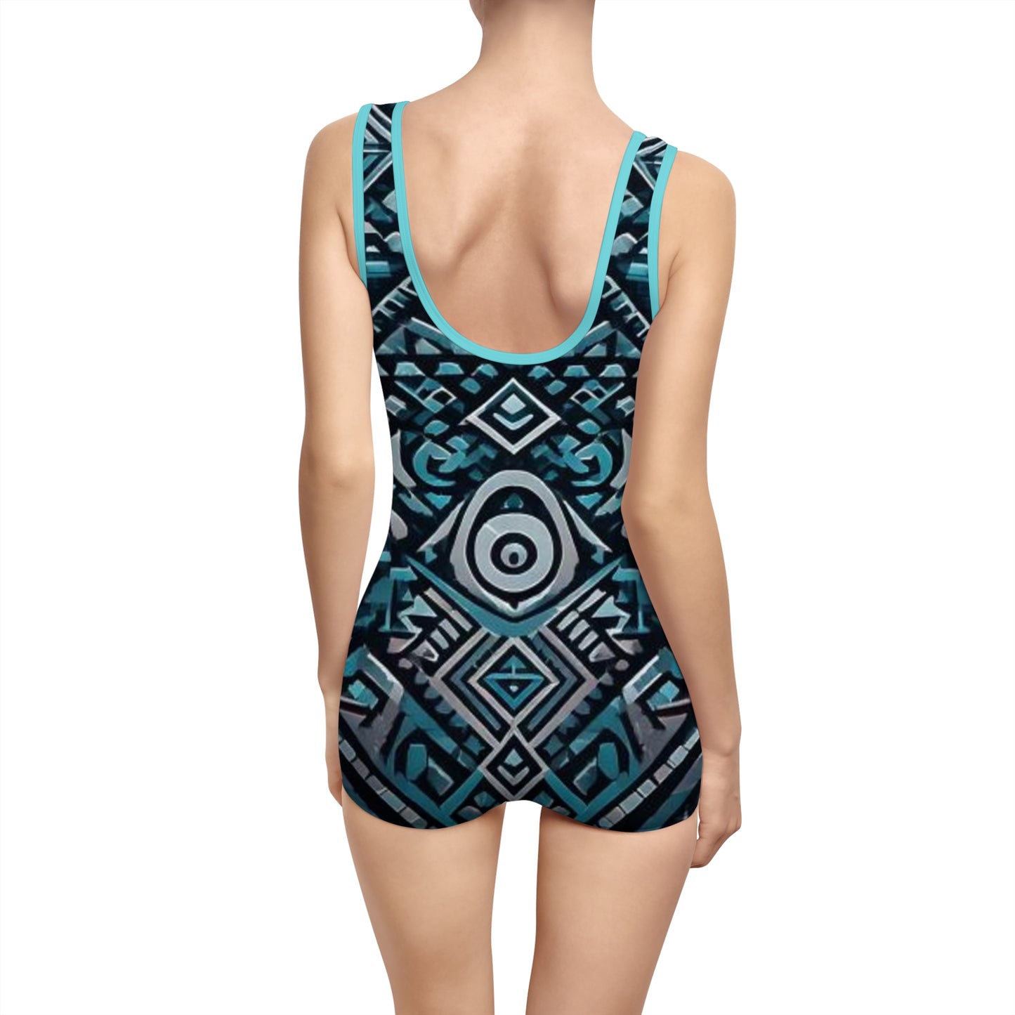 Women's Vintage Tribal Print Swimsuit - Retro Beachwear for Summer Fun