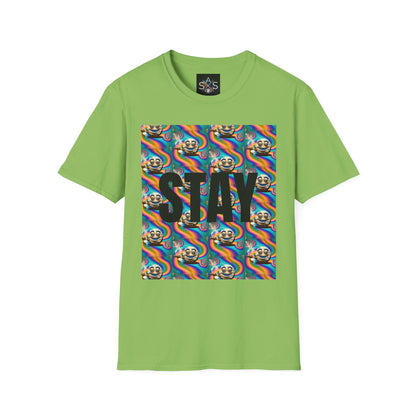 Stay Stoned Unisex Softstyle T-Shirt - Retro Vibe Graphic Tee for Fun Gatherings