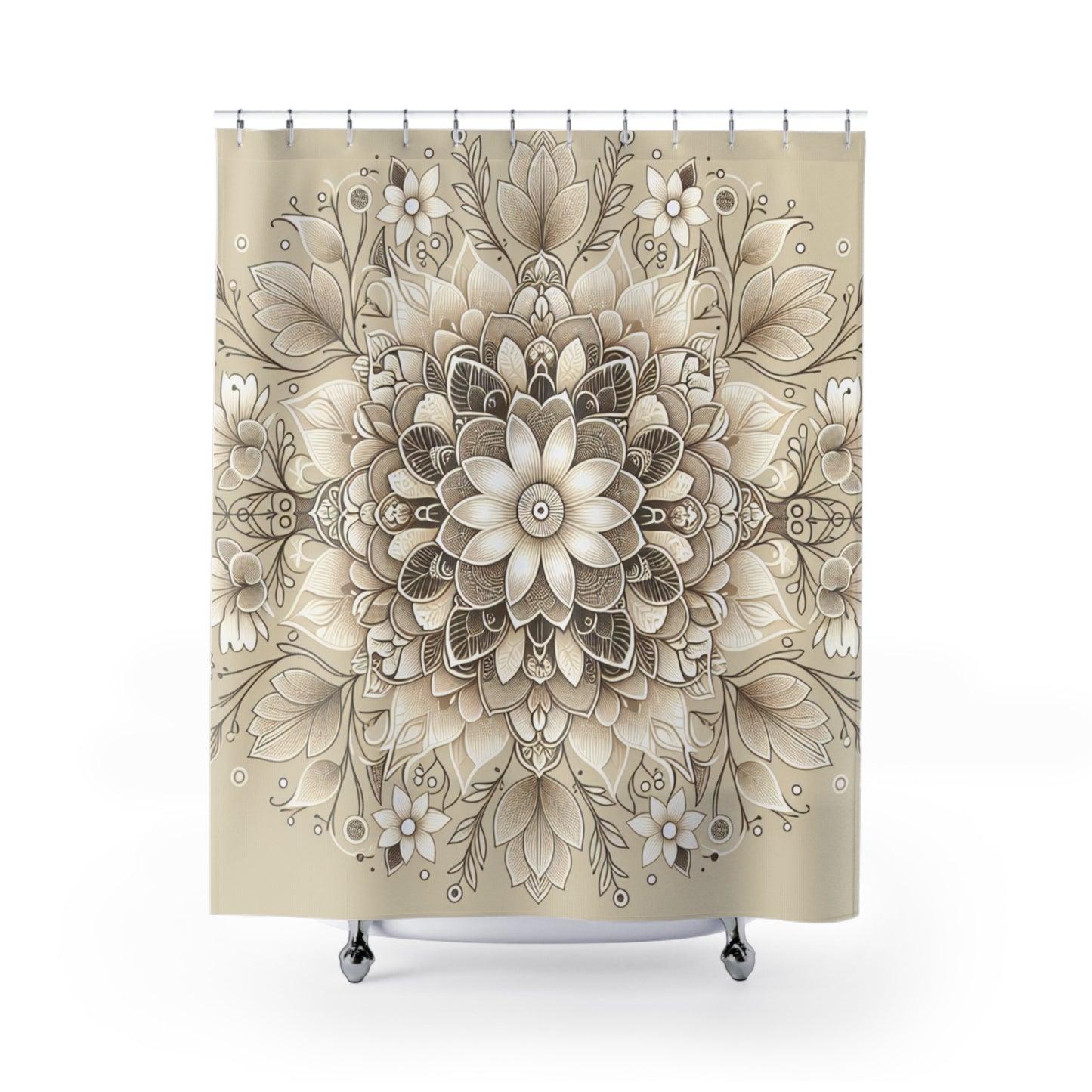 Elegant Floral Shower Curtain – Boho Chic Bathroom Decor