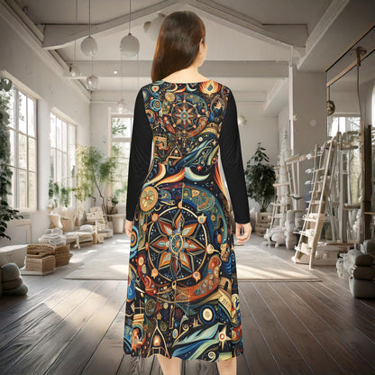 Gothic Women's Long Sleeve Dance Dress (AOP)