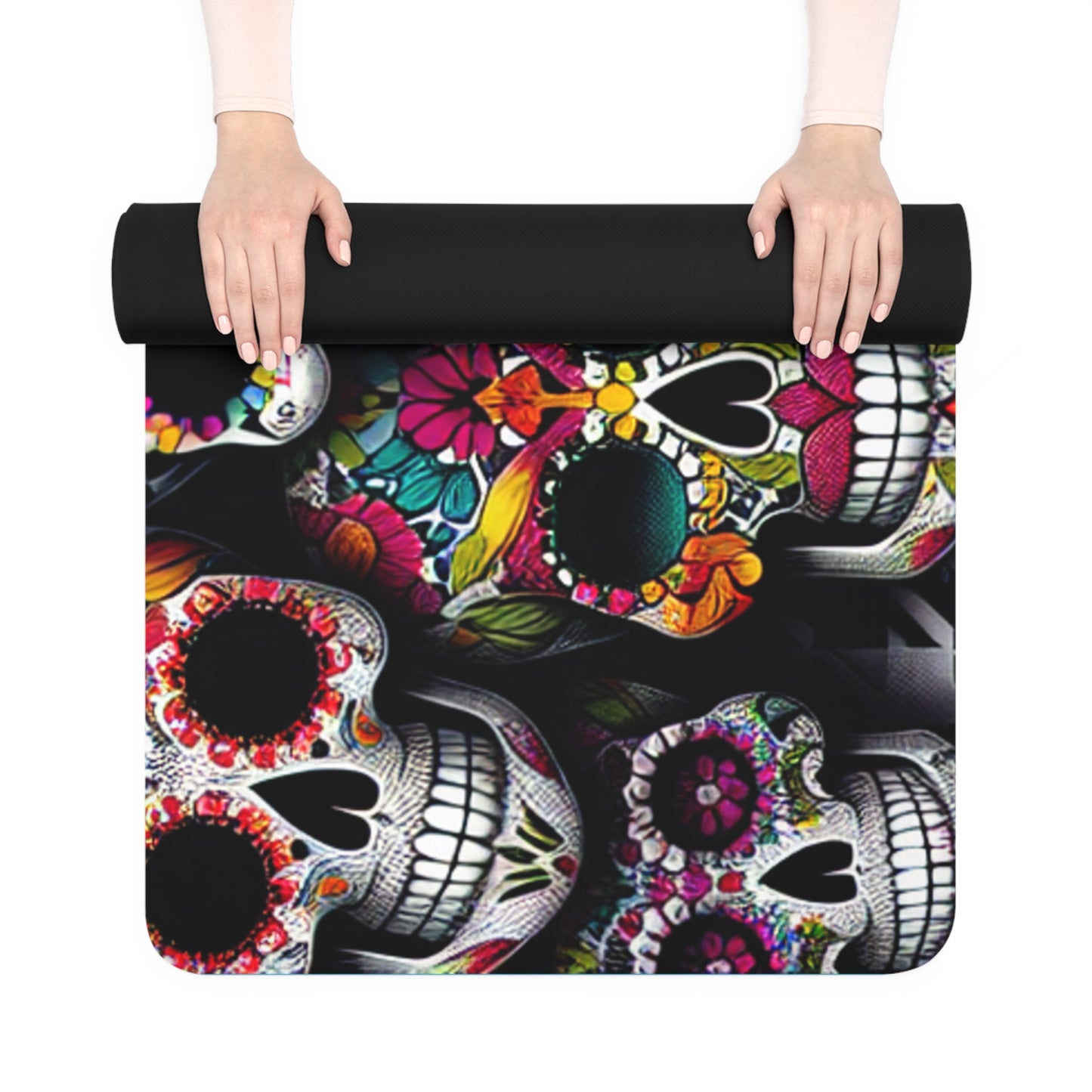 Sugar Skull Gothic Rubber Yoga Mat