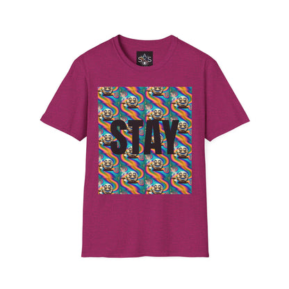 Stay Stoned Unisex Softstyle T-Shirt - Retro Vibe Graphic Tee for Fun Gatherings