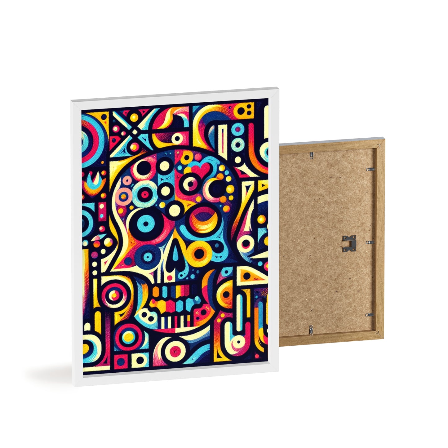 Skull Rock N Roll Posters with Wooden Frame