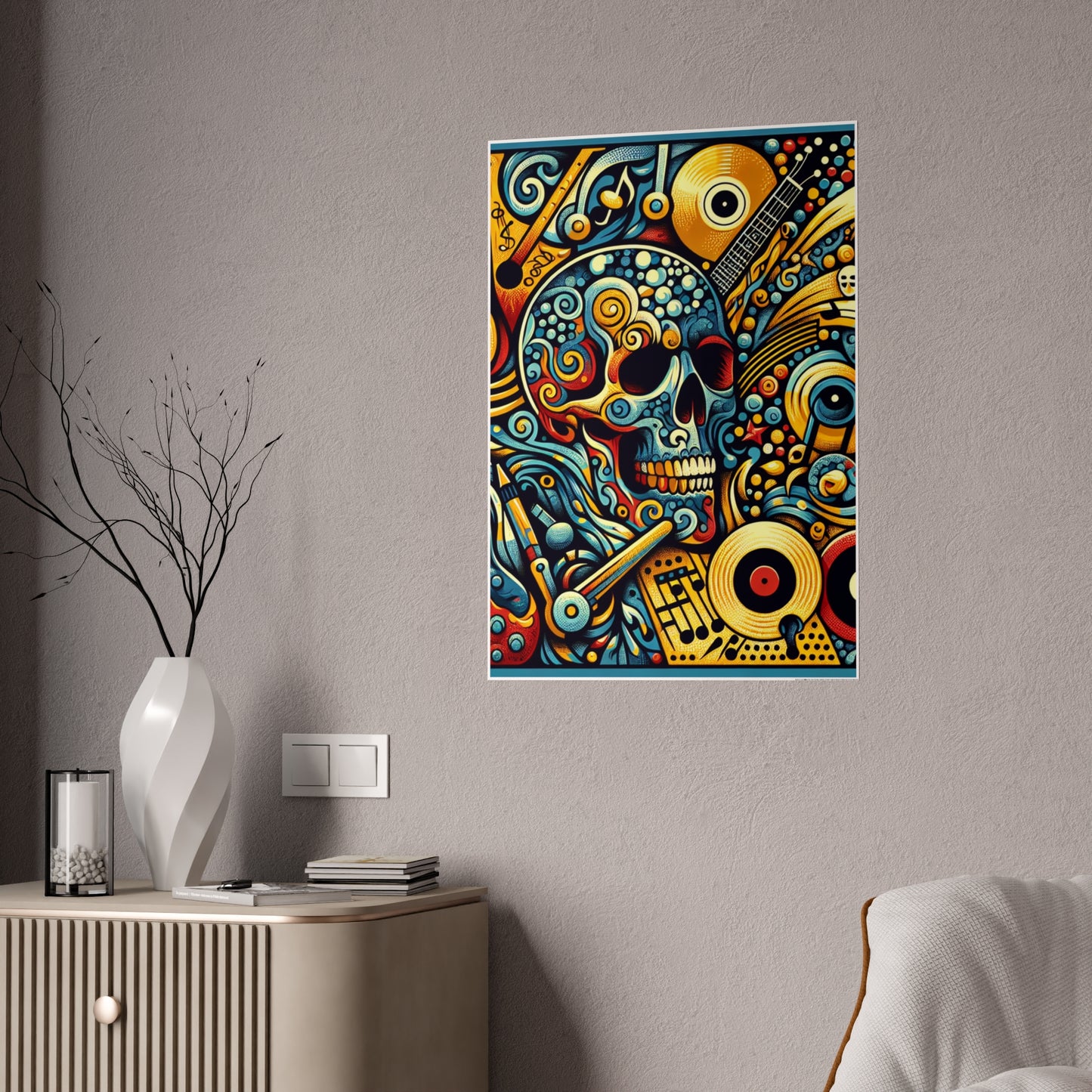 Skull Rock N Roll Gloss Posters