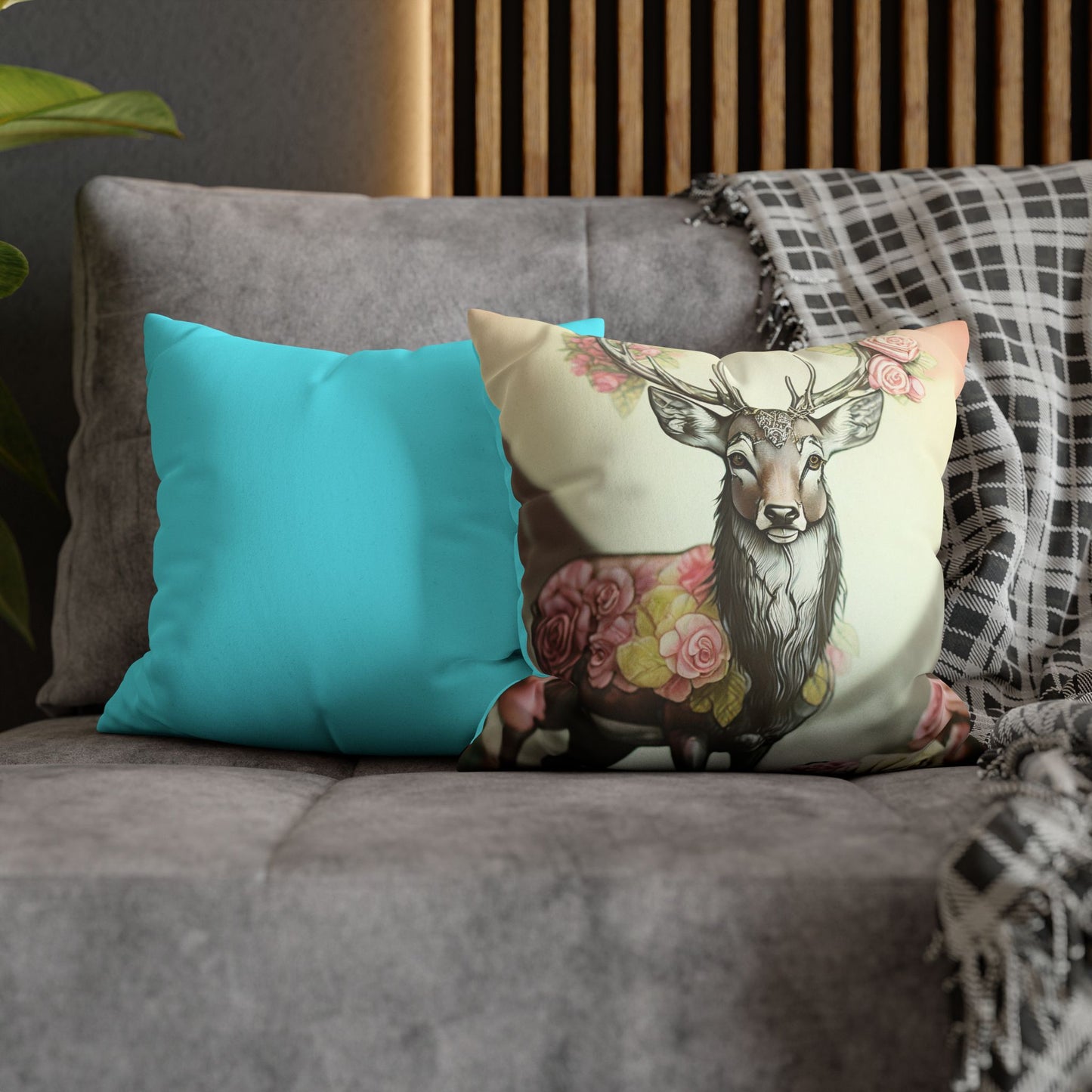 Deertastic Faux Suede Square Pillowcase