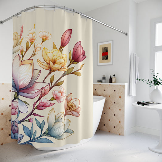Elegant Floral Shower Curtain - Brighten Your Bathroom with Modern Decor