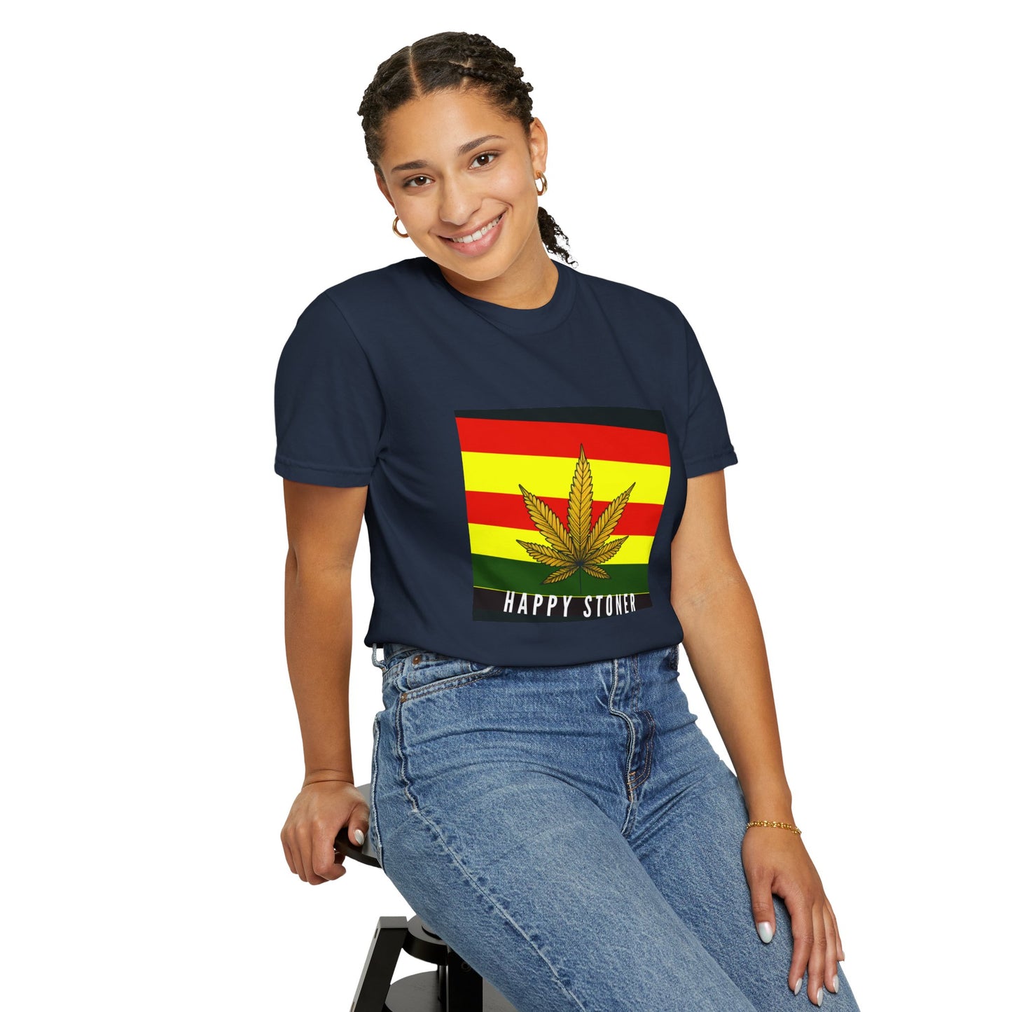 Happy Stoner Unisex Garment-Dyed T-shirt - Chill Vibes for Cannabis Enthusiasts
