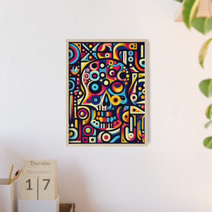 Skull Rock N Roll Posters with Wooden Frame