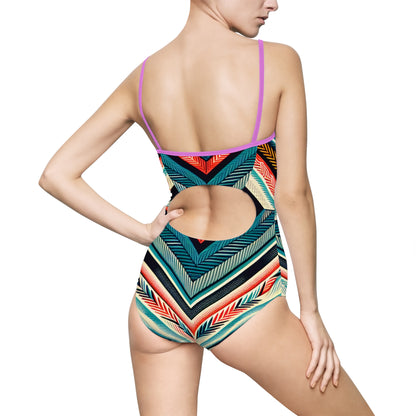 Stylish Geometric Women's One-Piece Swimsuit - Perfect for Beach Days and Summer Fun