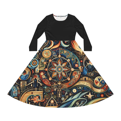 Gothic Women's Long Sleeve Dance Dress (AOP)