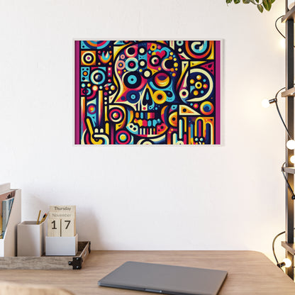 Skull Rock N Roll Posters with Wooden Frame