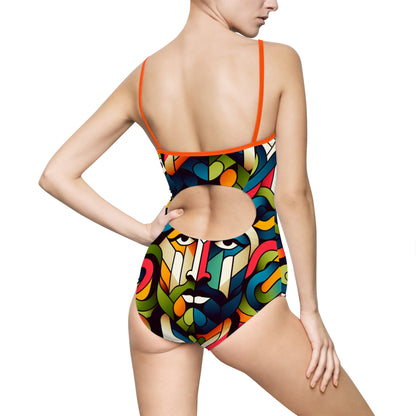 Colorful Artistic Women's One-Piece Swimsuit with Abstract Design