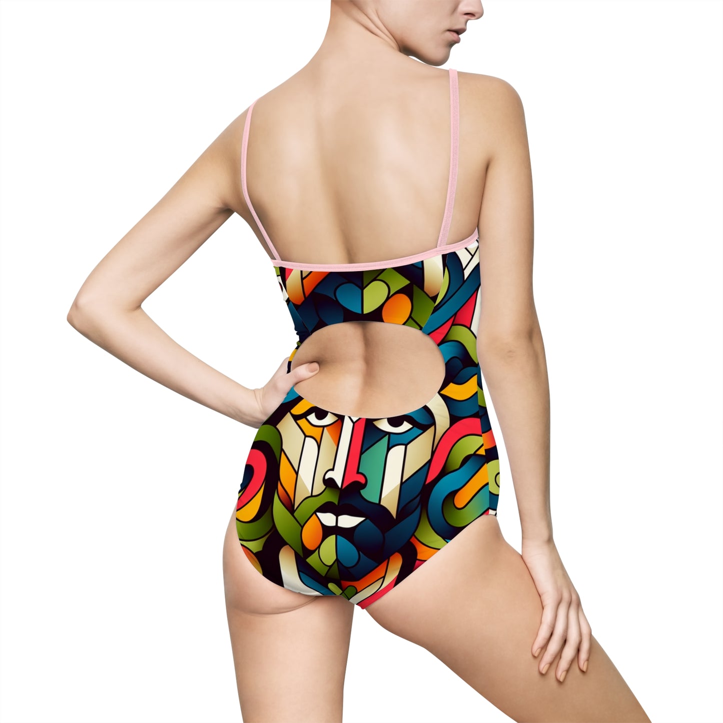 Colorful Artistic Women's One-Piece Swimsuit with Abstract Design