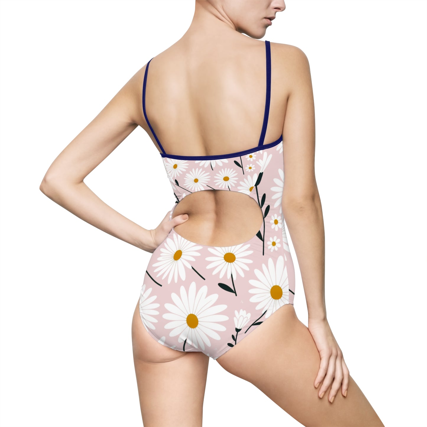 Floral Women’s One-Piece Swimsuit - Summer Beachwear with Daisy Print