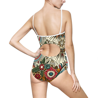 Bohemian Floral Women's One-Piece Swimsuit - Perfect for Summer Beach Days