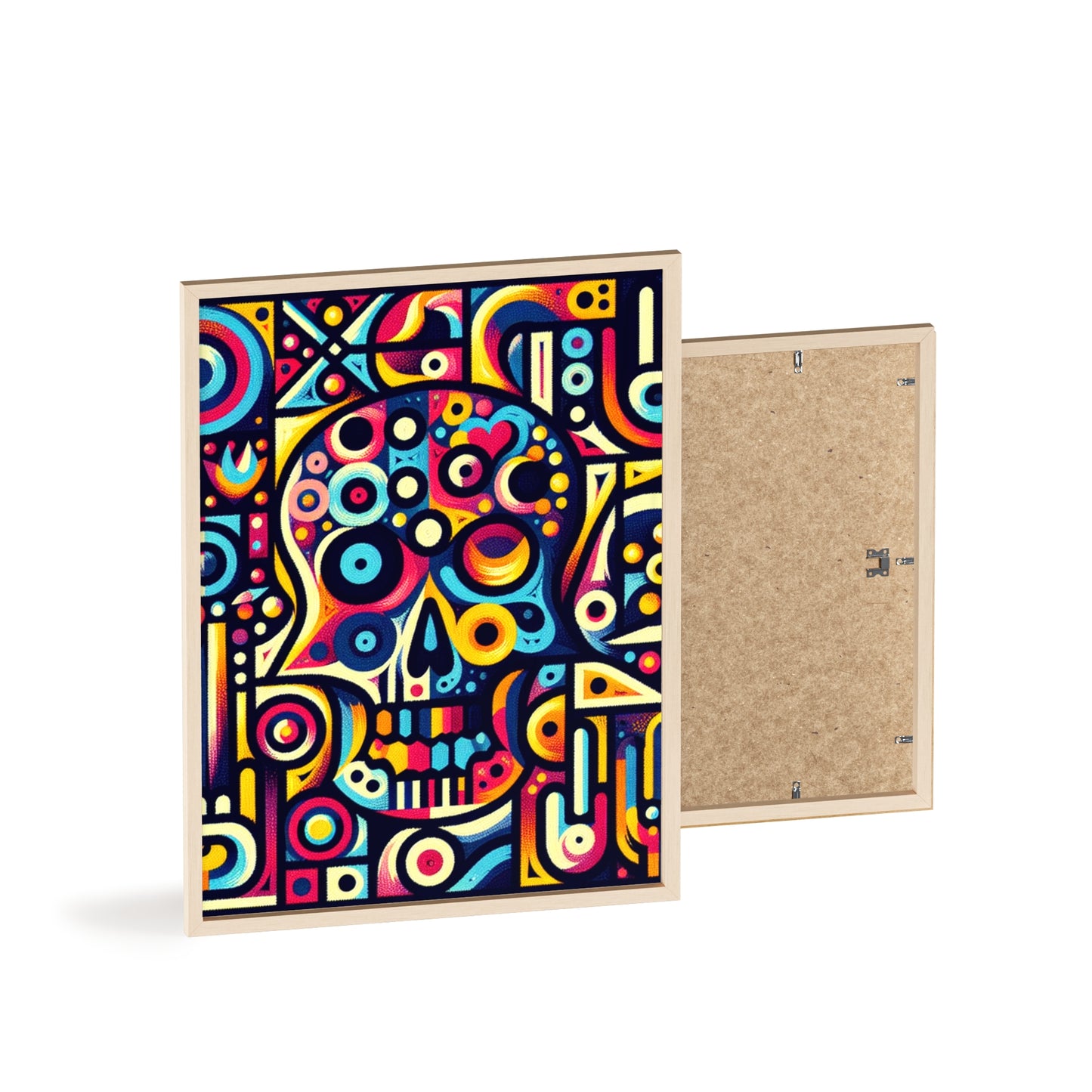 Skull Rock N Roll Posters with Wooden Frame