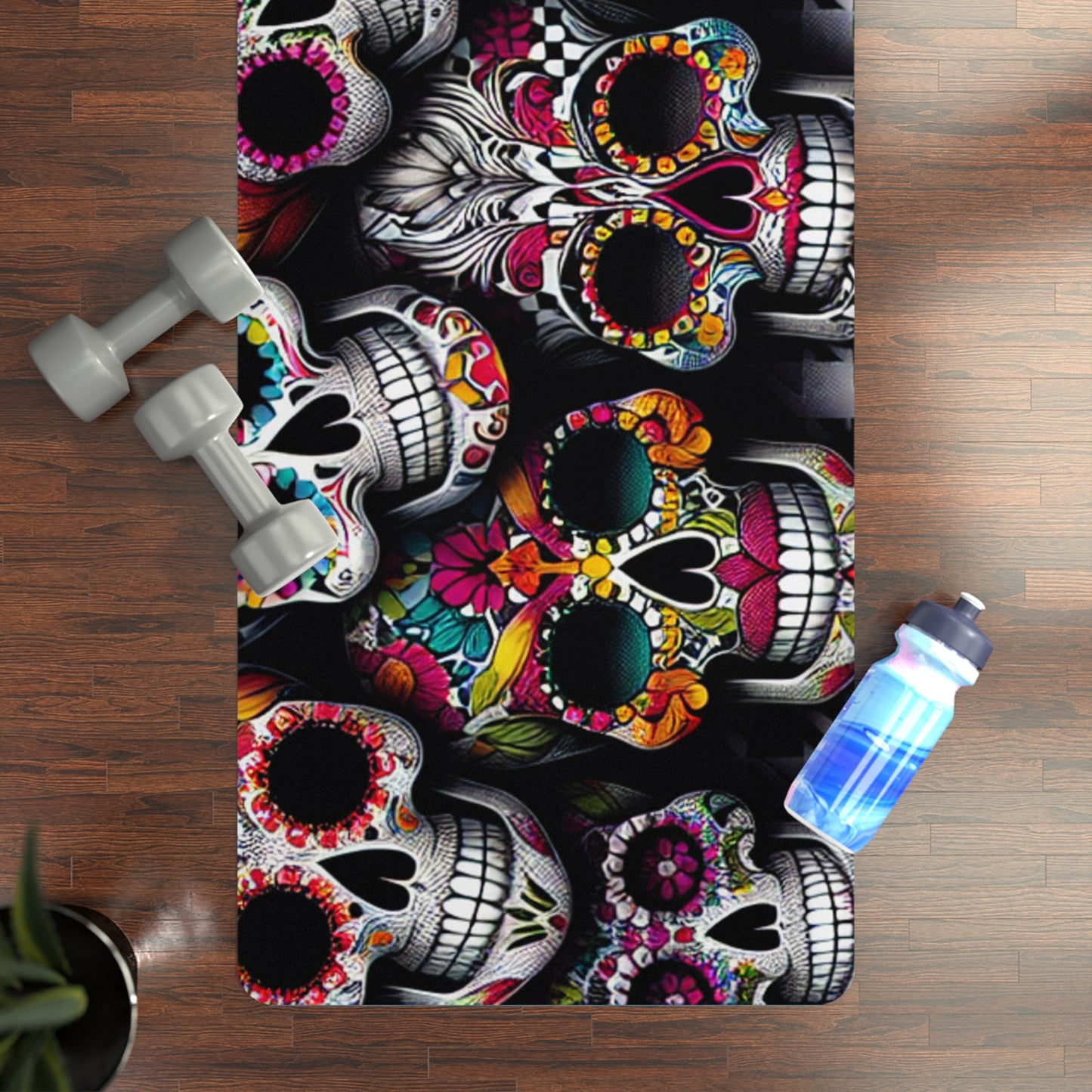 Sugar Skull Gothic Rubber Yoga Mat